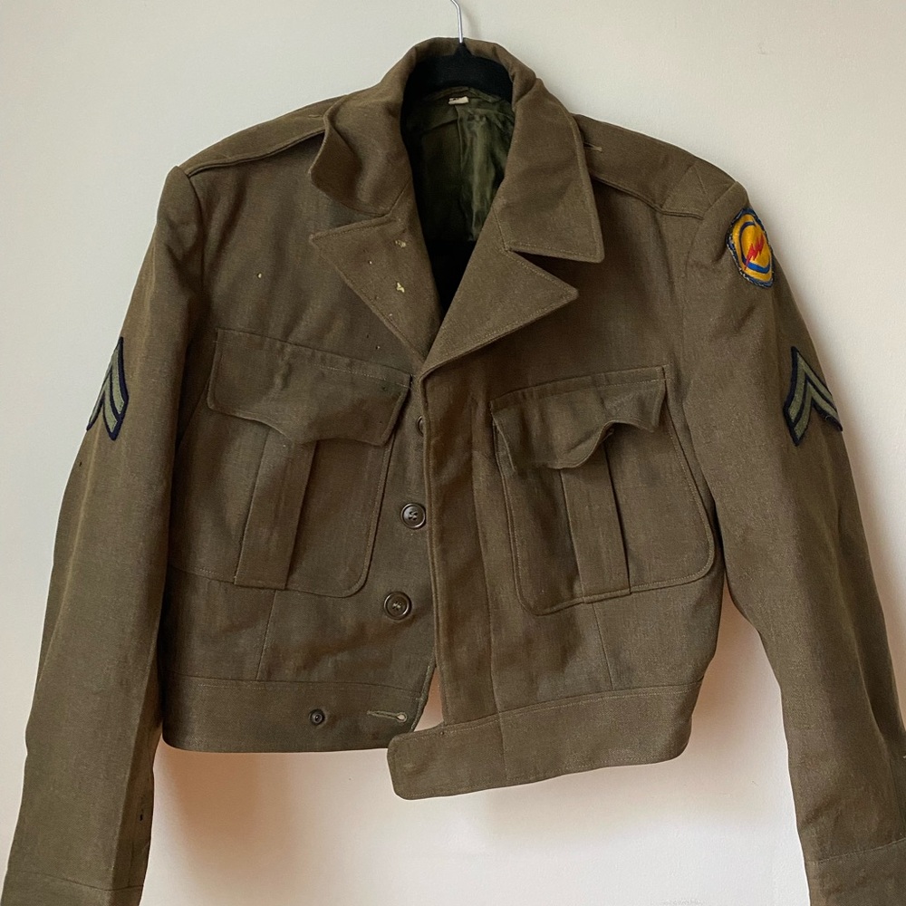 Men's Olive Vintage 1940s Military Jacket